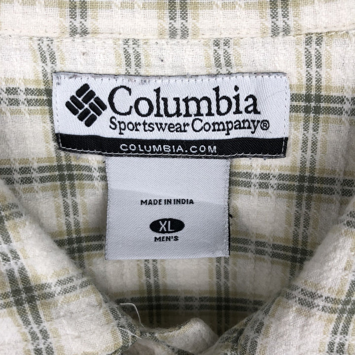 2000'S Columbia Short Sleeve Cotton Check Box Shirt, Men's XL cotton white type Vintage Second Hand