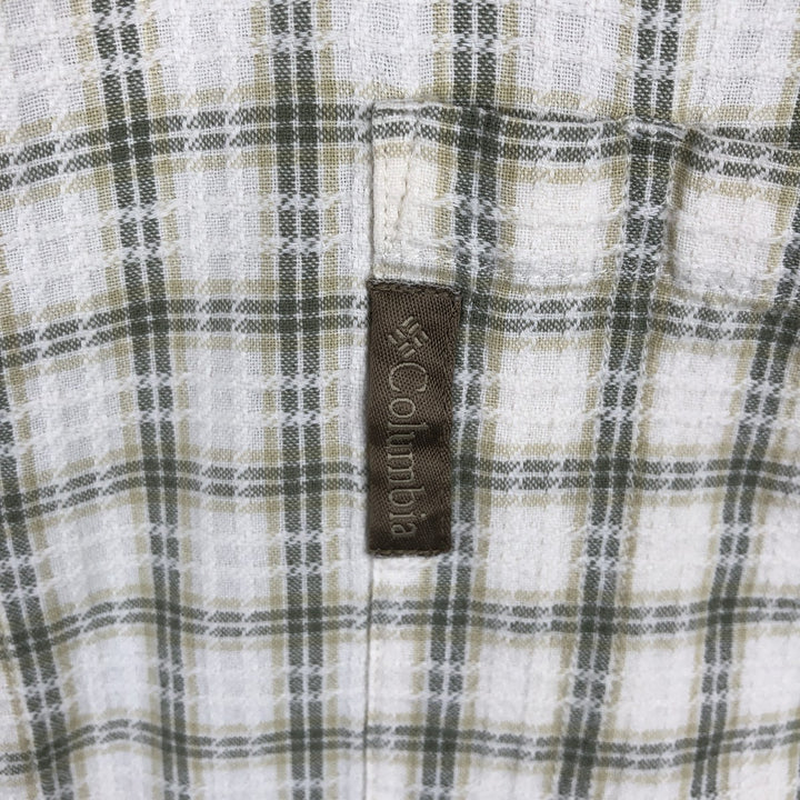 2000'S Columbia Short Sleeve Cotton Check Box Shirt, Men's XL cotton white type Vintage Second Hand