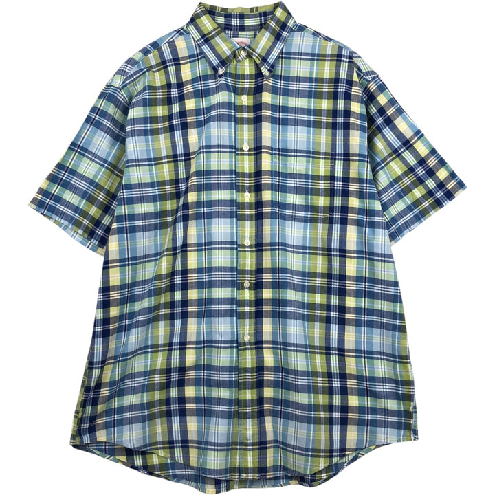 Brooks Brothers Est.1818 Short Sleeve Button-Down Check Shirt, Men's XL cotton blue type Vintage Second Hand