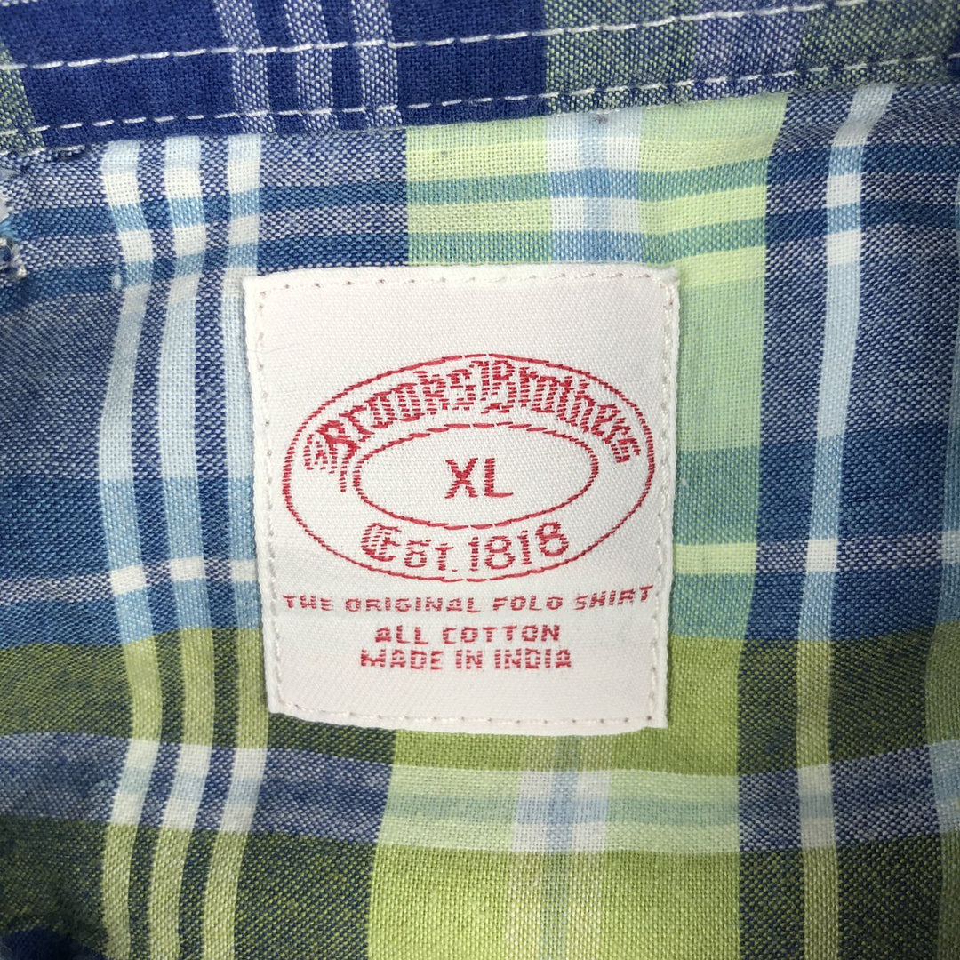 Brooks Brothers Est.1818 Short Sleeve Button-Down Check Shirt, Men's XL cotton blue type Vintage Second Hand