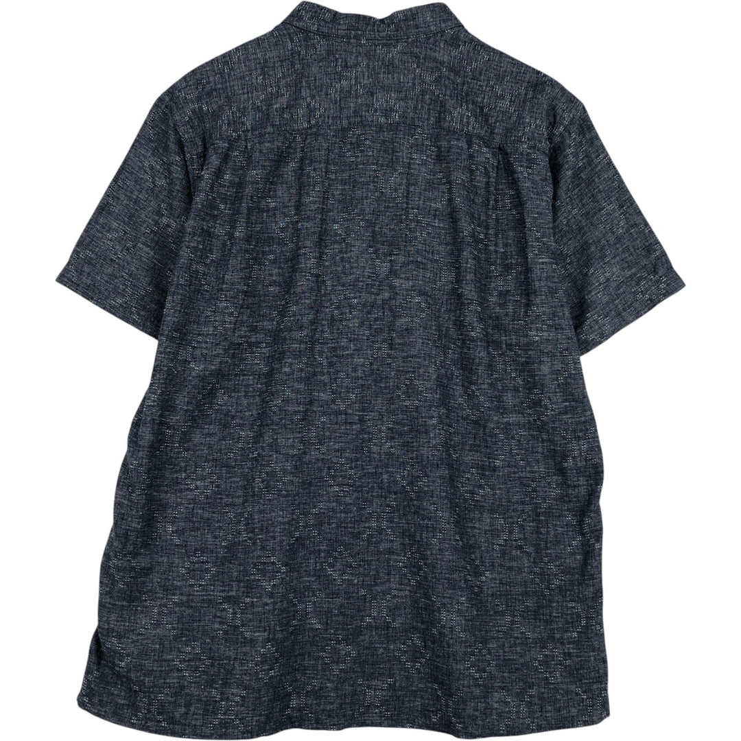 Patagonia 53139SP21 All-over print short-sleeved cotton x hemp box shirt, men's size L equivalent. Hemp navy blue type Vintage Second Hand