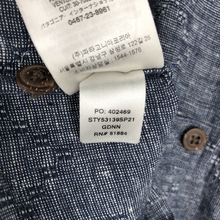 Patagonia 53139SP21 All-over print short-sleeved cotton x hemp box shirt, men's size L equivalent. Hemp navy blue type Vintage Second Hand