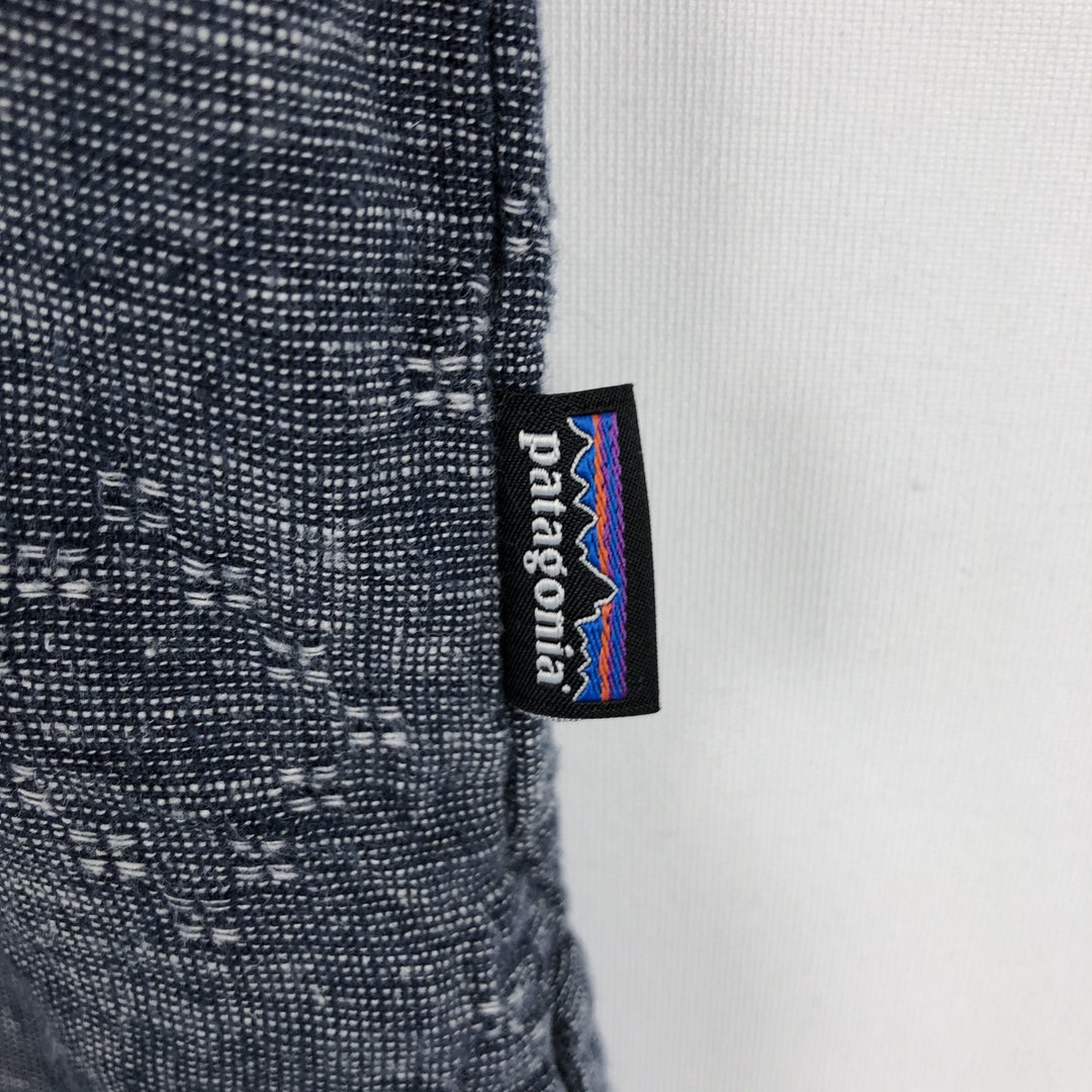 Patagonia 53139SP21 All-over print short-sleeved cotton x hemp box shirt, men's size L equivalent. Hemp navy blue type Vintage Second Hand