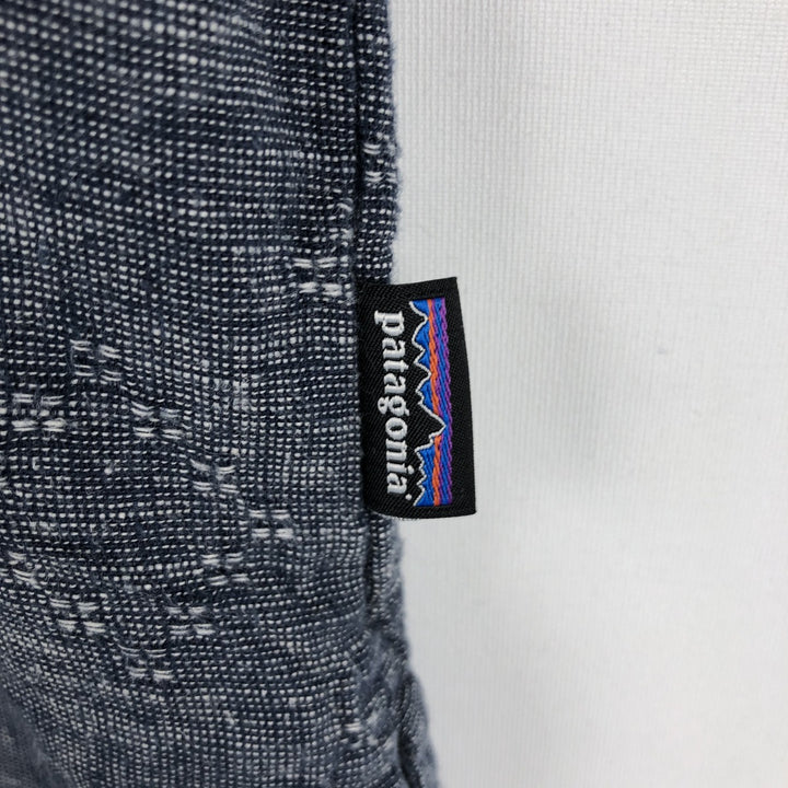 Patagonia 53139SP21 All-over print short-sleeved cotton x hemp box shirt, men's size L equivalent. Hemp navy blue type Vintage Second Hand