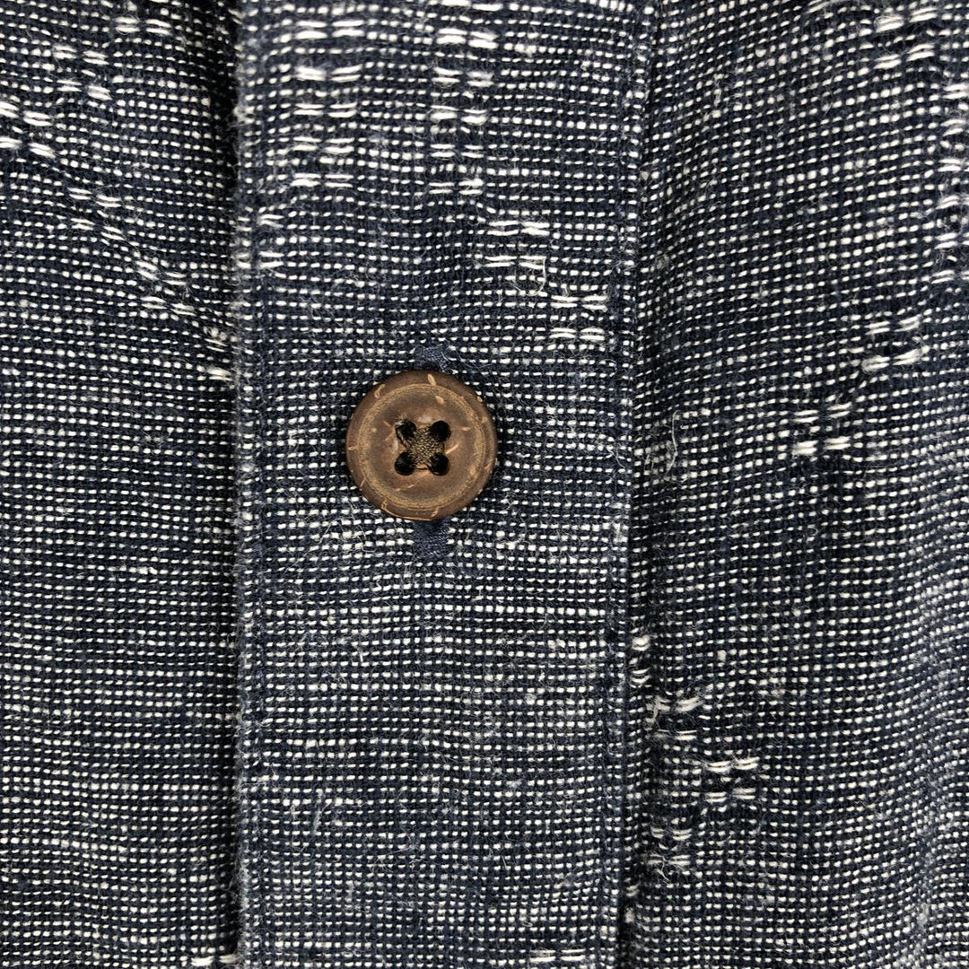 Patagonia 53139SP21 All-over print short-sleeved cotton x hemp box shirt, men's size L equivalent. Hemp navy blue type Vintage Second Hand