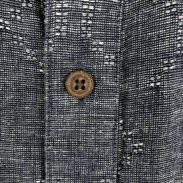 Patagonia 53139SP21 All-over print short-sleeved cotton x hemp box shirt, men's size L equivalent. Hemp navy blue type Vintage Second Hand