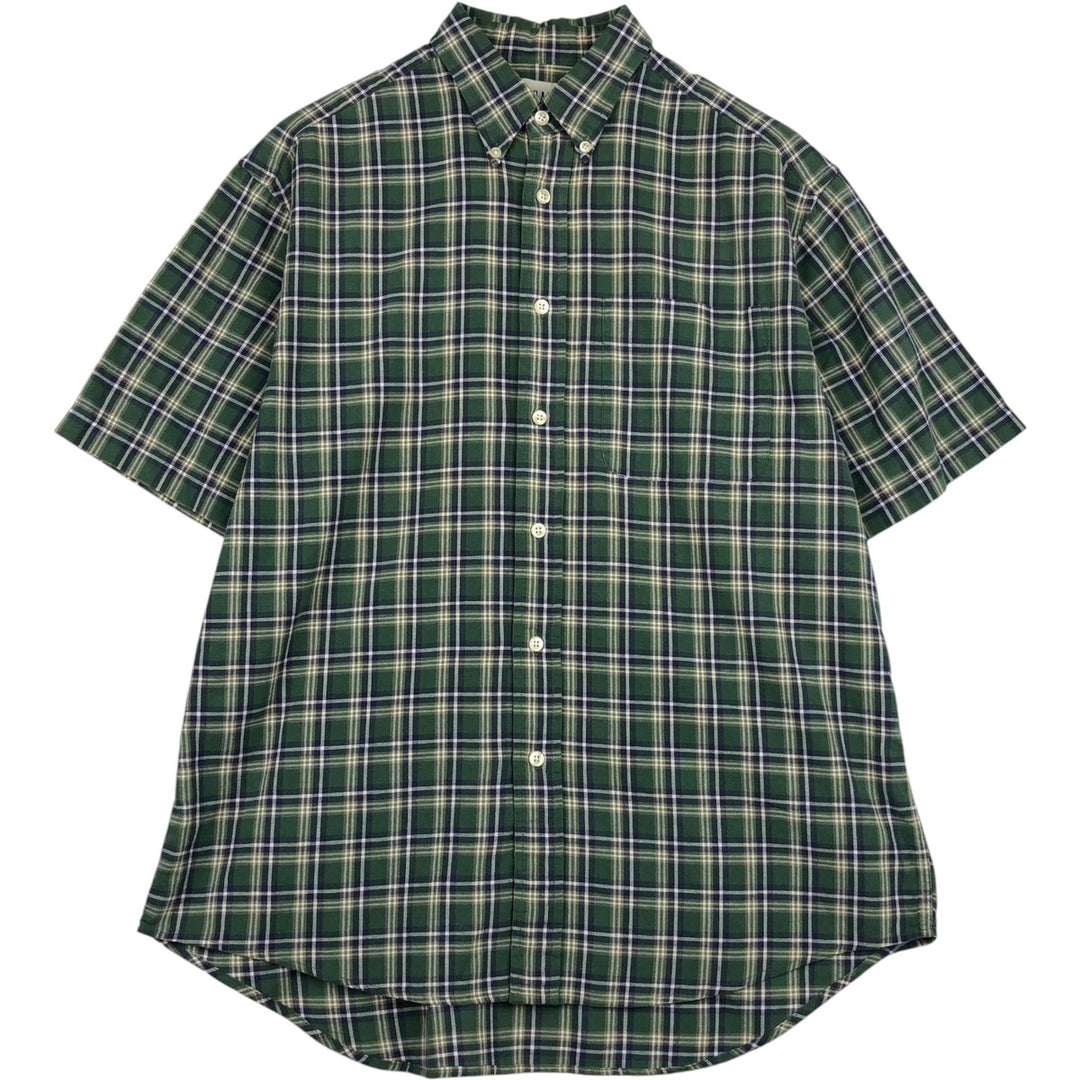 90'S GAP (Old GAP) Short-Sleeve Button-Down Check Shirt, Men's Size M (Equivalent), Vintage cotton green type Vintage Second Hand