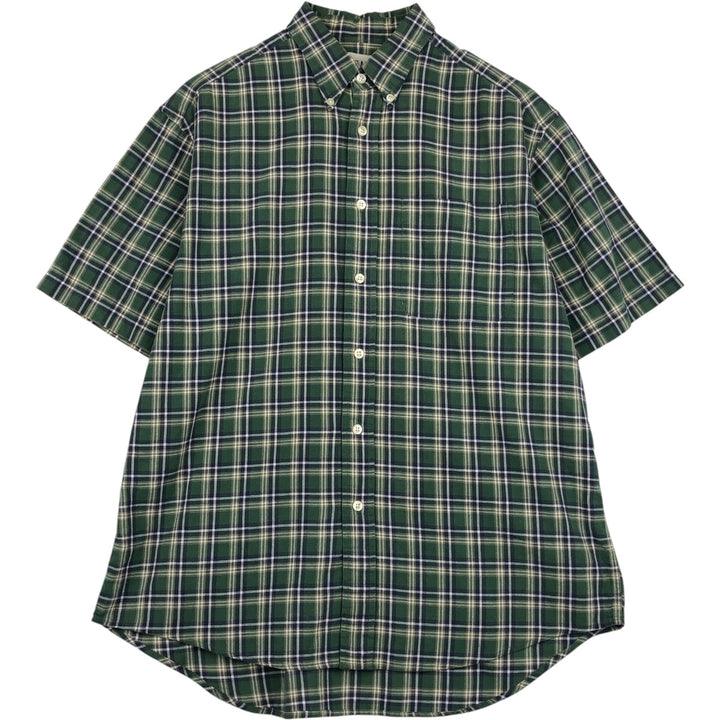90'S GAP (Old GAP) Short-Sleeve Button-Down Check Shirt, Men's Size M (Equivalent), Vintage cotton green type Vintage Second Hand