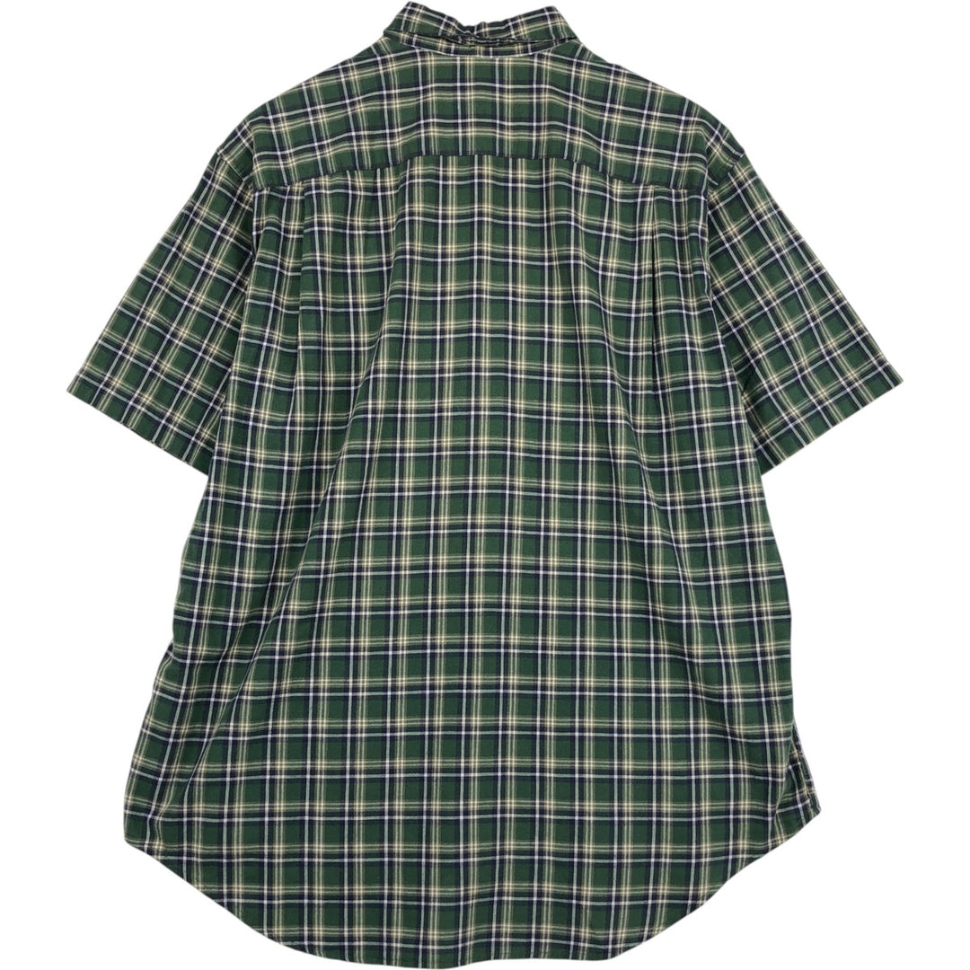 90'S GAP (Old GAP) Short-Sleeve Button-Down Check Shirt, Men's Size M (Equivalent), Vintage cotton green type Vintage Second Hand