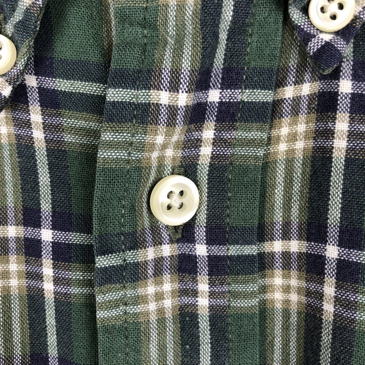 90'S GAP (Old GAP) Short-Sleeve Button-Down Check Shirt, Men's Size M (Equivalent), Vintage cotton green type Vintage Second Hand