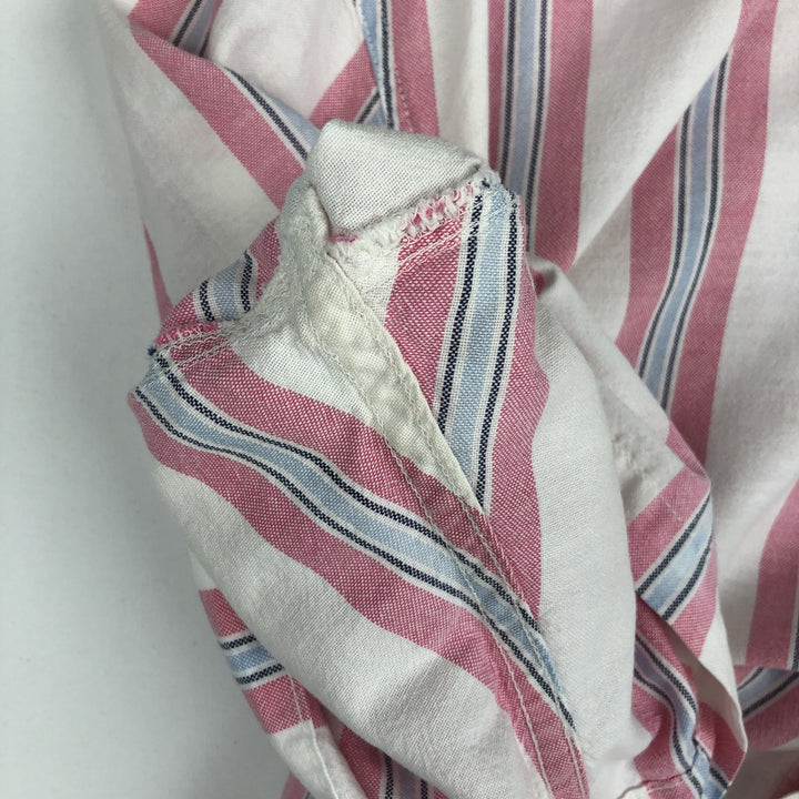 90'S GAP (Old GAP) Short-Sleeve Button-Down Striped Shirt, Made in USA, Men's Size XL (Equivalent), Vintage cotton white type Vintage Second Hand
