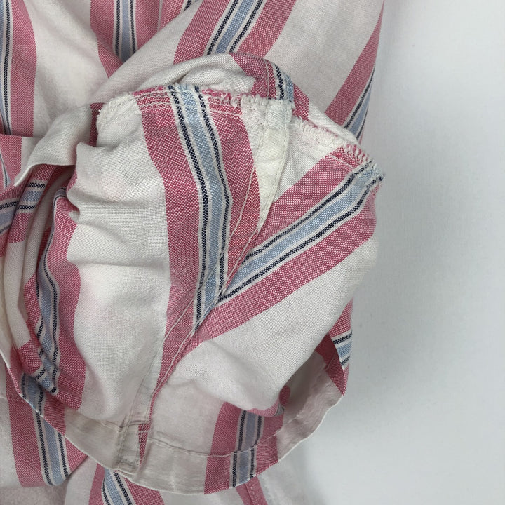 90'S GAP (Old GAP) Short-Sleeve Button-Down Striped Shirt, Made in USA, Men's Size XL (Equivalent), Vintage cotton white type Vintage Second Hand