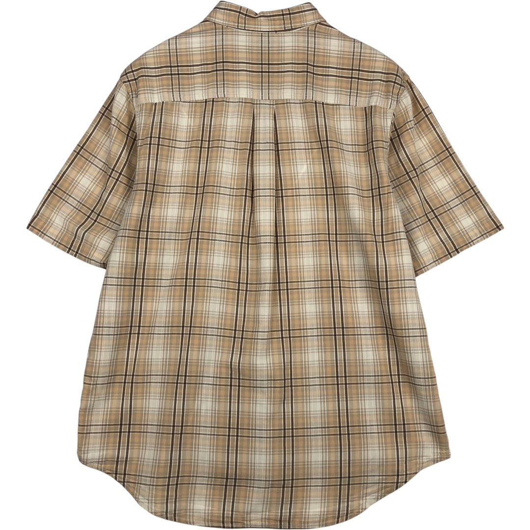 90s~00'S Timberland short sleeve button down check shirt men's XL size vintage cotton Beige type Vintage Second Hand