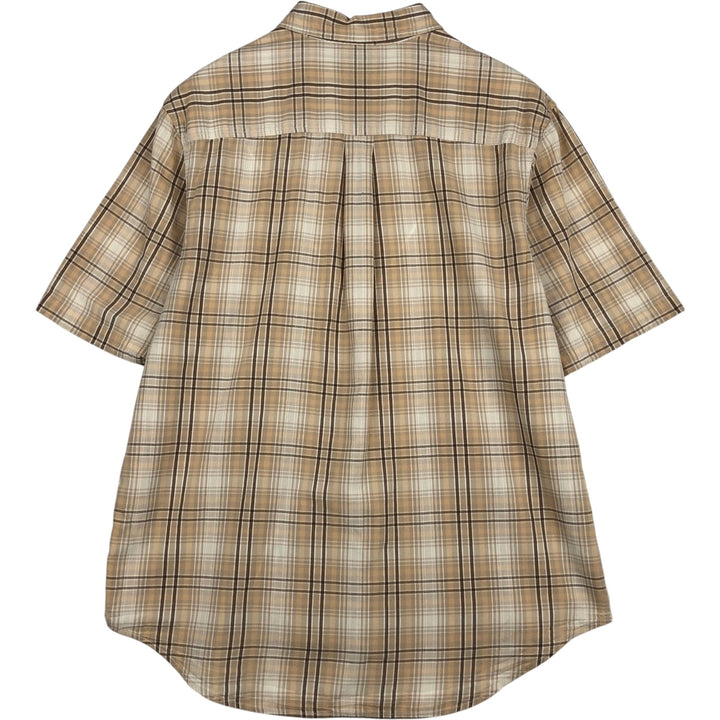 90s~00'S Timberland short sleeve button down check shirt men's XL size vintage cotton Beige type Vintage Second Hand