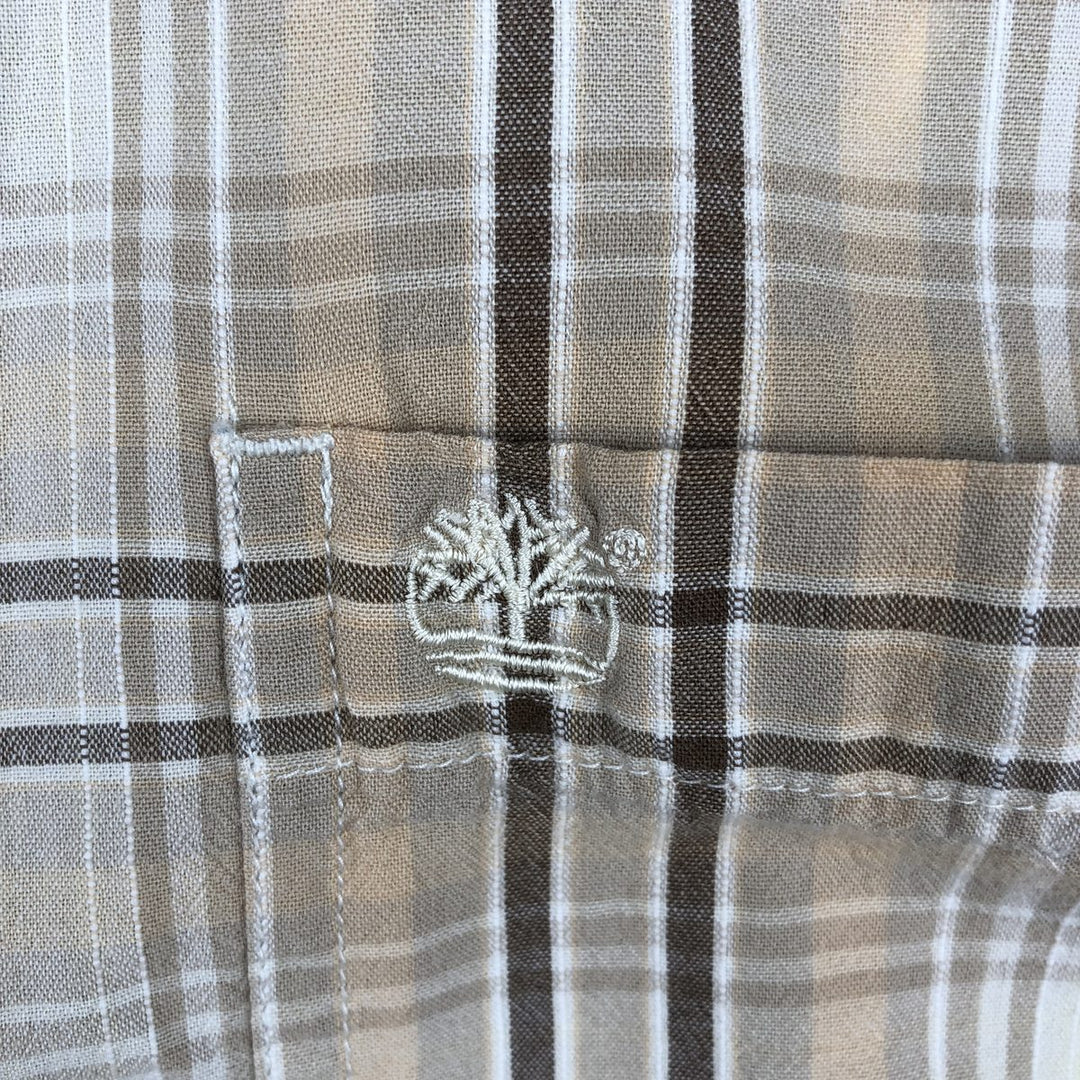 90s~00'S Timberland short sleeve button down check shirt men's XL size vintage cotton Beige type Vintage Second Hand