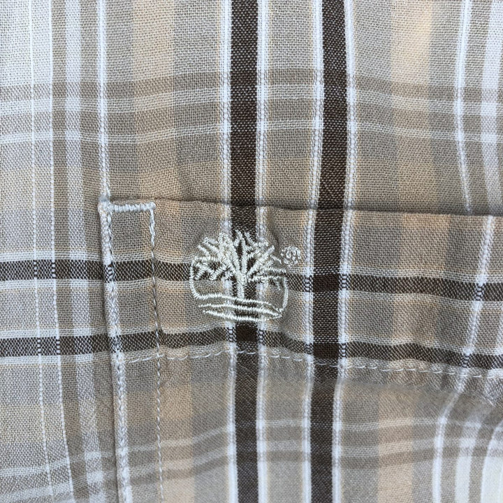 90s~00'S Timberland short sleeve button down check shirt men's XL size vintage cotton Beige type Vintage Second Hand