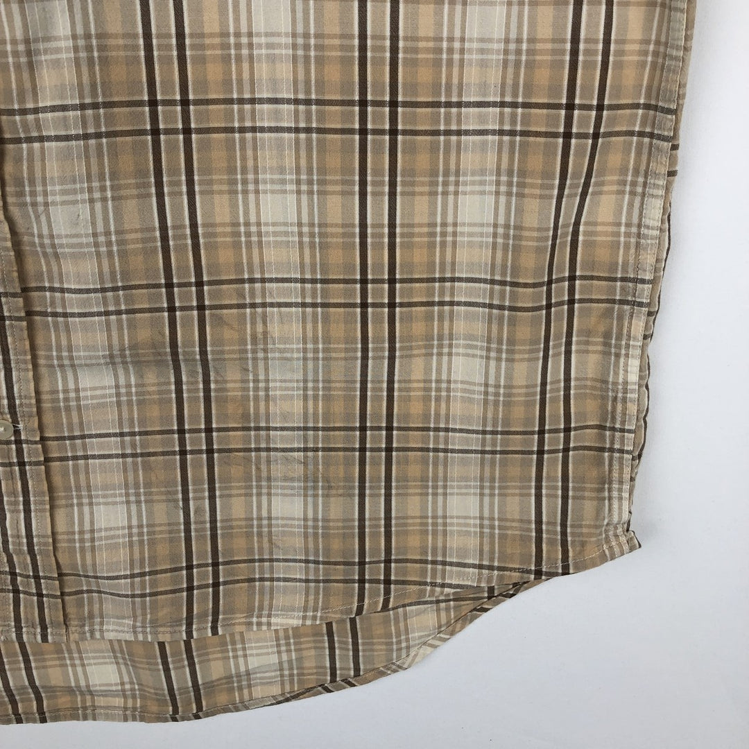 90s~00'S Timberland short sleeve button down check shirt men's XL size vintage cotton Beige type Vintage Second Hand