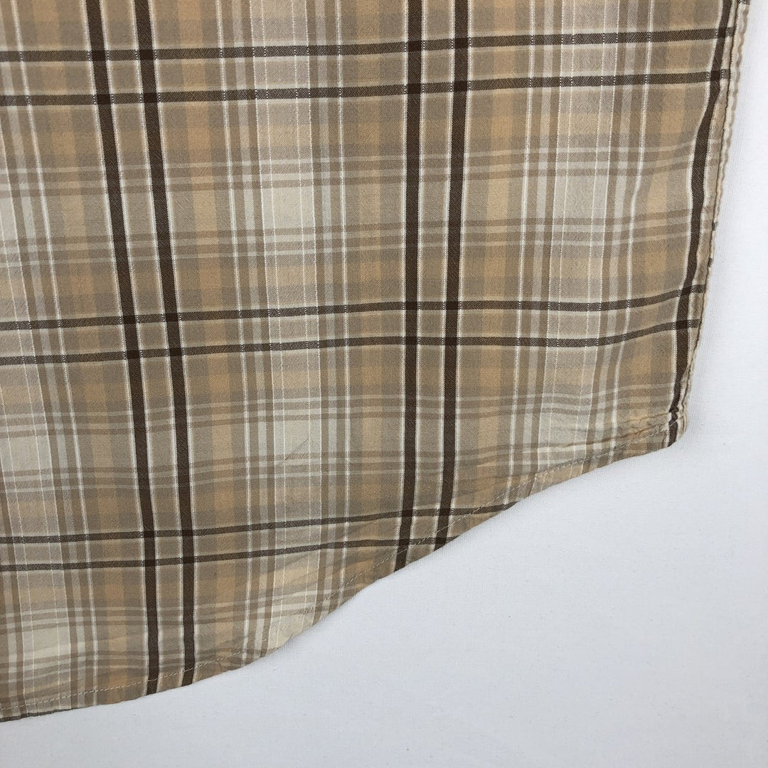 90s~00'S Timberland short sleeve button down check shirt men's XL size vintage cotton Beige type Vintage Second Hand