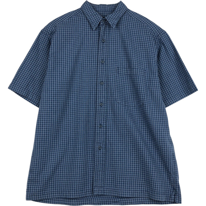2000'S Eddie Bauer Check Pattern Short-Sleeve Box Shirt, Men's Size M (approx.) cotton blue type Vintage Second Hand