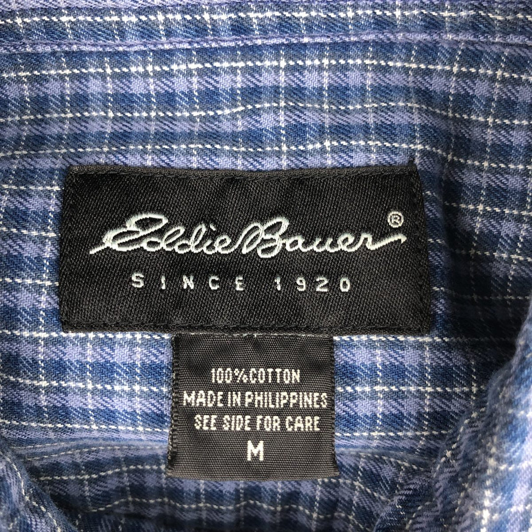 2000'S Eddie Bauer Check Pattern Short-Sleeve Box Shirt, Men's Size M (approx.) cotton blue type Vintage Second Hand