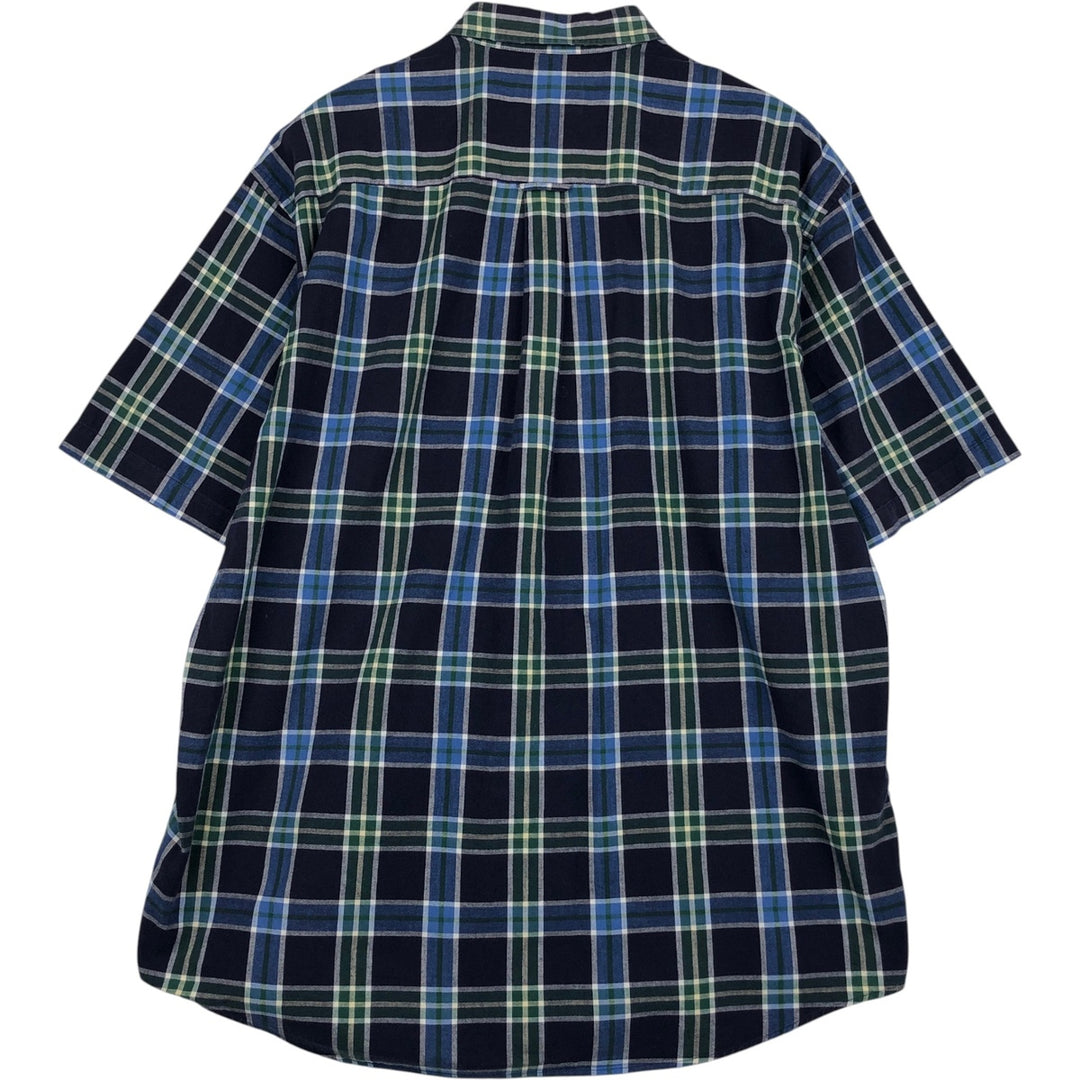 90s-00'S Eddie Bauer short-sleeved button-down check shirt, men's size XL (approx.) cotton purple type Vintage Second Hand