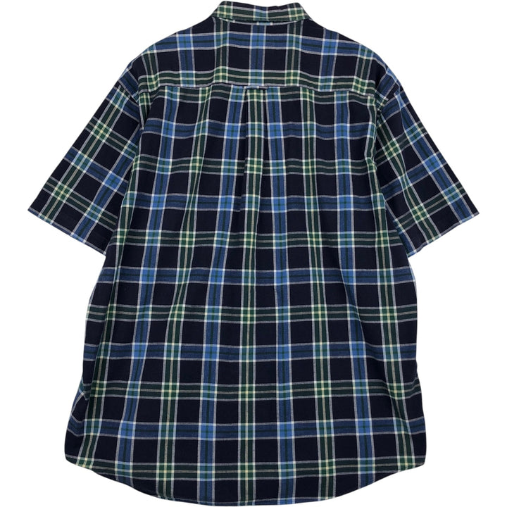 90s-00'S Eddie Bauer short-sleeved button-down check shirt, men's size XL (approx.) cotton purple type Vintage Second Hand