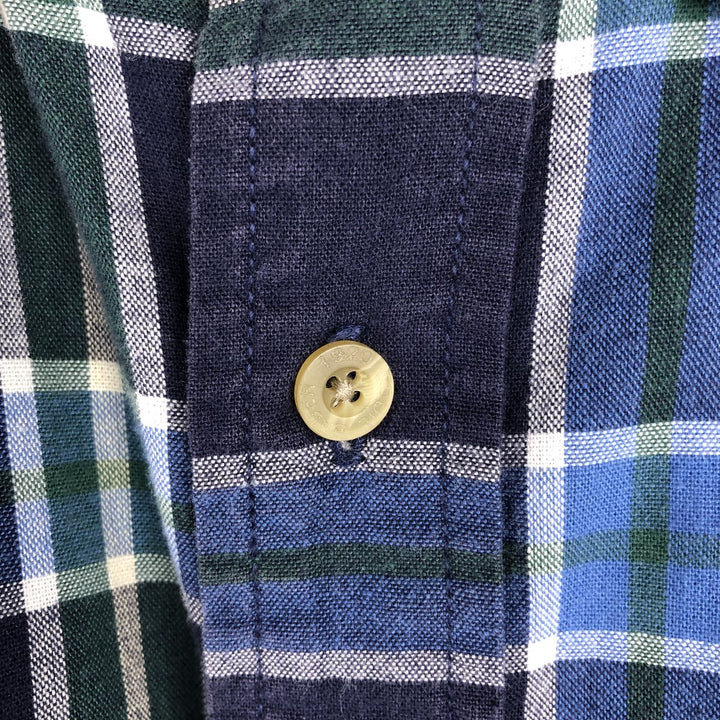 90s-00'S Eddie Bauer short-sleeved button-down check shirt, men's size XL (approx.) cotton purple type Vintage Second Hand