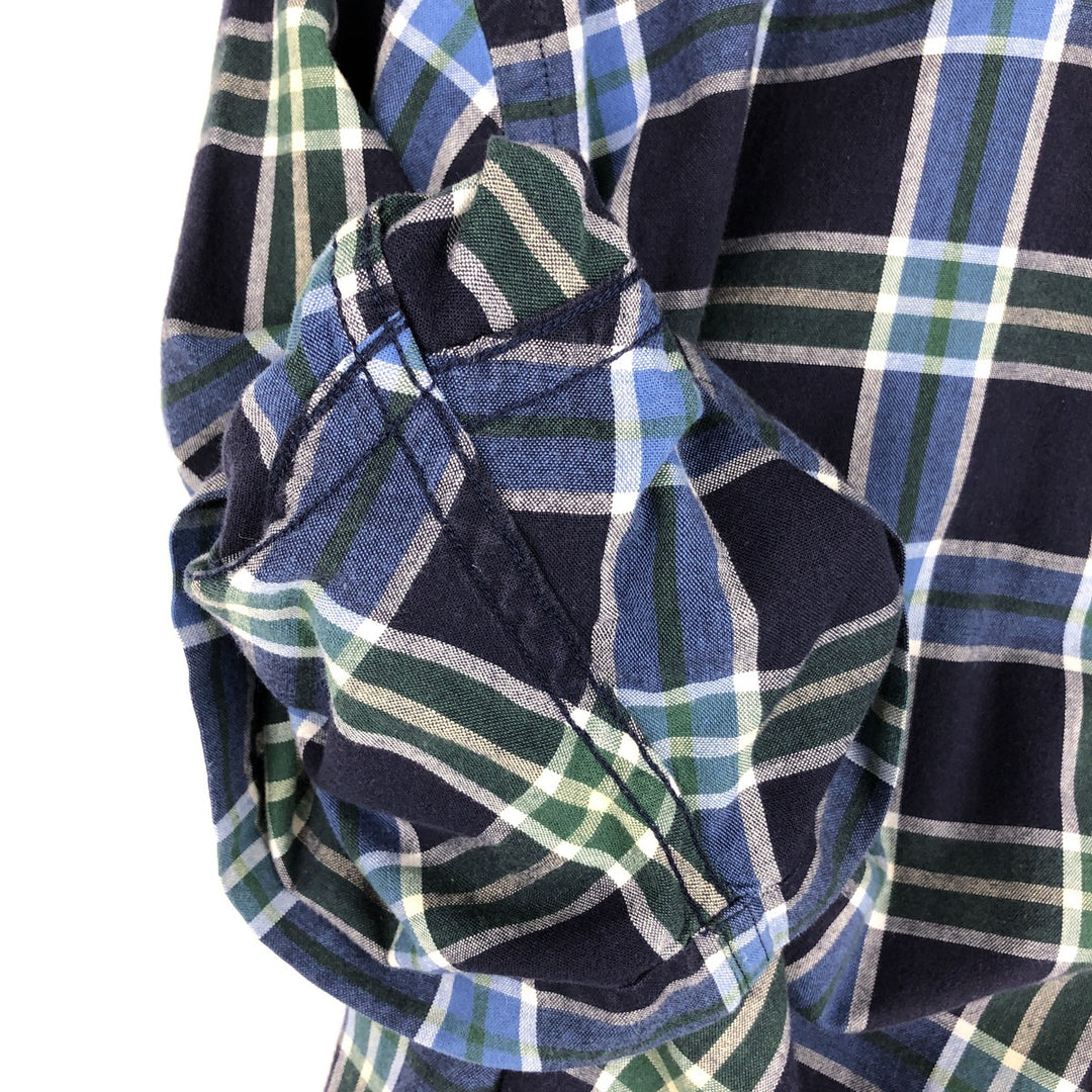 90s-00'S Eddie Bauer short-sleeved button-down check shirt, men's size XL (approx.) cotton purple type Vintage Second Hand