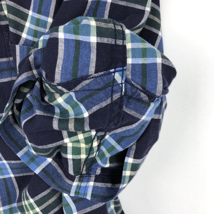 90s-00'S Eddie Bauer short-sleeved button-down check shirt, men's size XL (approx.) cotton purple type Vintage Second Hand