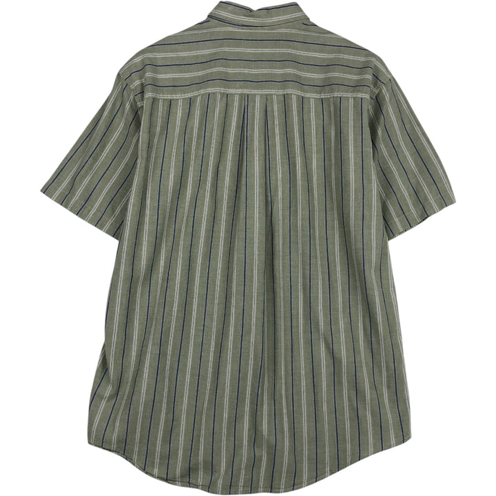 90s-00'S L.L.Bean Short-Sleeve Button-Down Striped Shirt, Men's Size M (Equivalent), Vintage cotton green type Vintage Second Hand