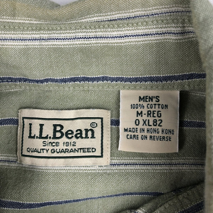 90s-00'S L.L.Bean Short-Sleeve Button-Down Striped Shirt, Men's Size M (Equivalent), Vintage cotton green type Vintage Second Hand