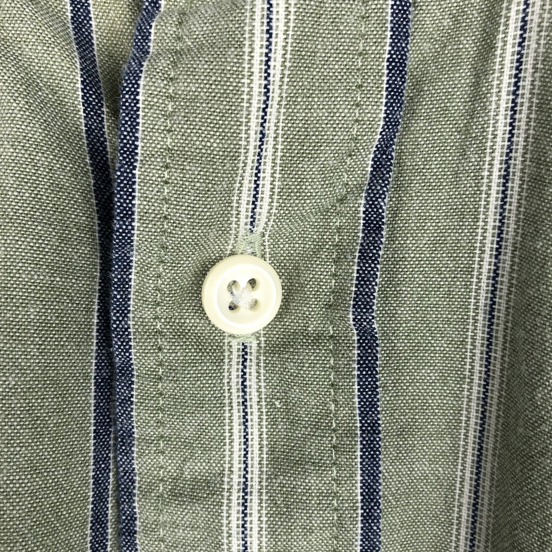 90s-00'S L.L.Bean Short-Sleeve Button-Down Striped Shirt, Men's Size M (Equivalent), Vintage cotton green type Vintage Second Hand