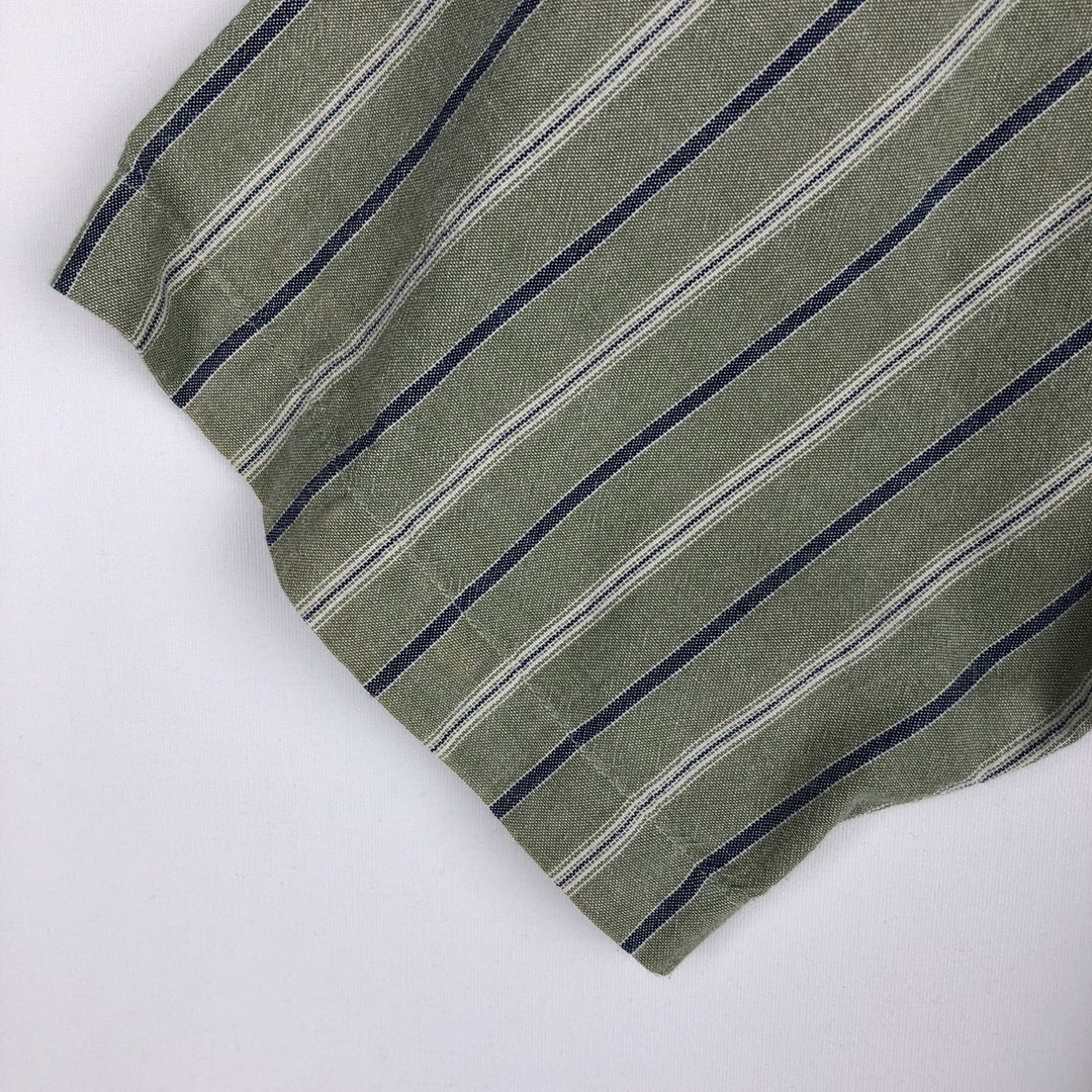 90s-00'S L.L.Bean Short-Sleeve Button-Down Striped Shirt, Men's Size M (Equivalent), Vintage cotton green type Vintage Second Hand