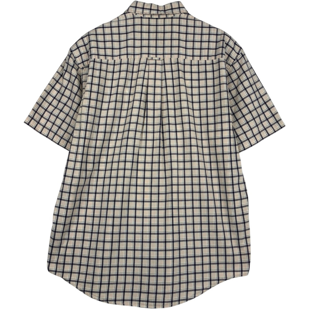 90s-00'S Eddie Bauer short-sleeved button-down check shirt, men's size M (approx.) cotton unbleached Vintage Second Hand