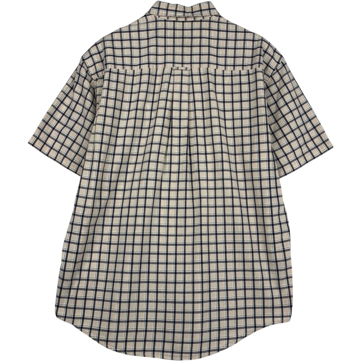 90s-00'S Eddie Bauer short-sleeved button-down check shirt, men's size M (approx.) cotton unbleached Vintage Second Hand