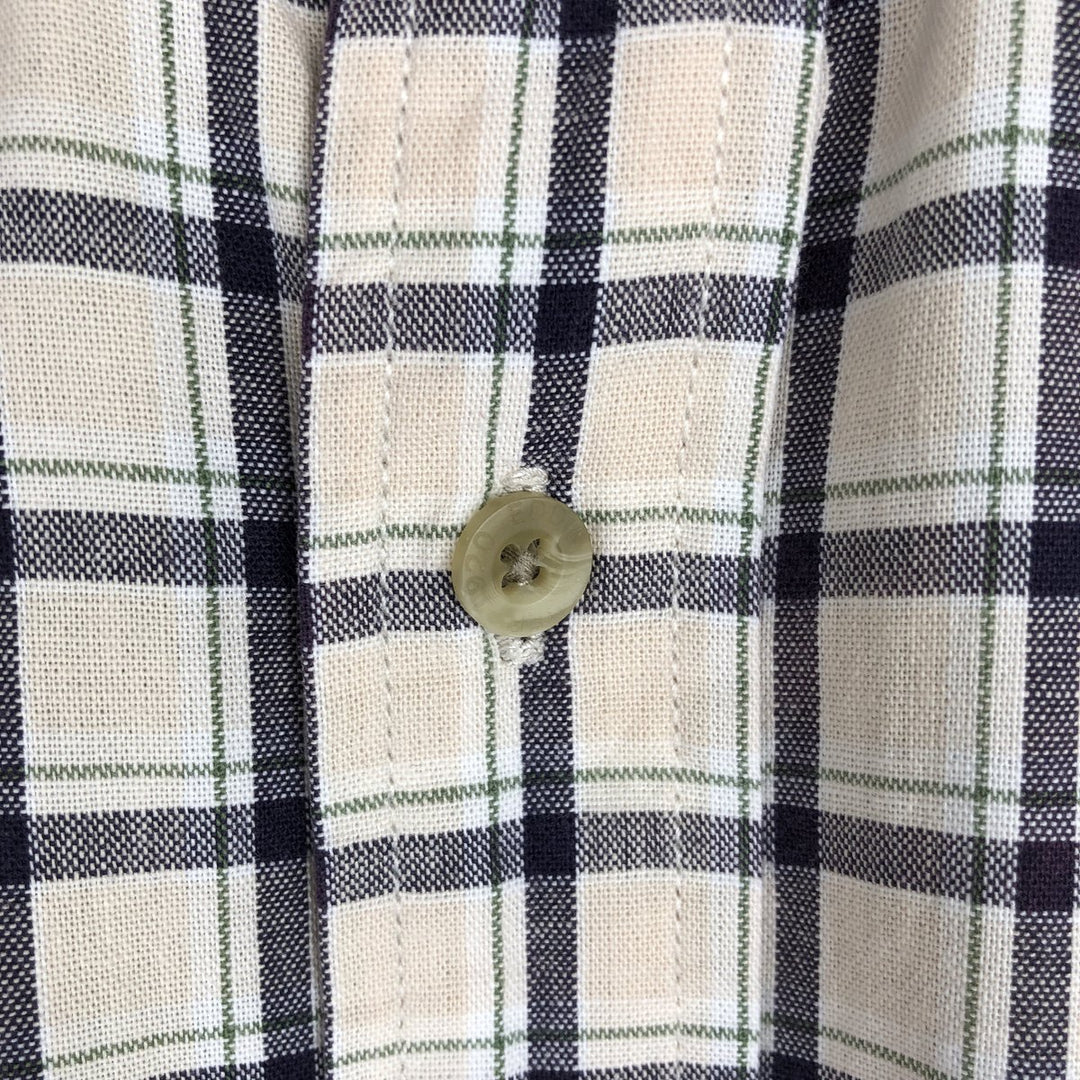 90s-00'S Eddie Bauer short-sleeved button-down check shirt, men's size M (approx.) cotton unbleached Vintage Second Hand