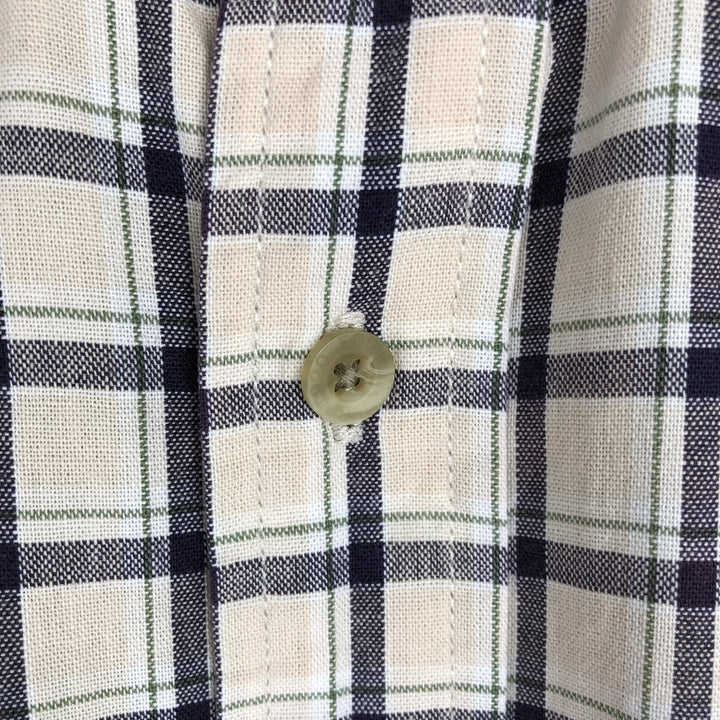 90s-00'S Eddie Bauer short-sleeved button-down check shirt, men's size M (approx.) cotton unbleached Vintage Second Hand