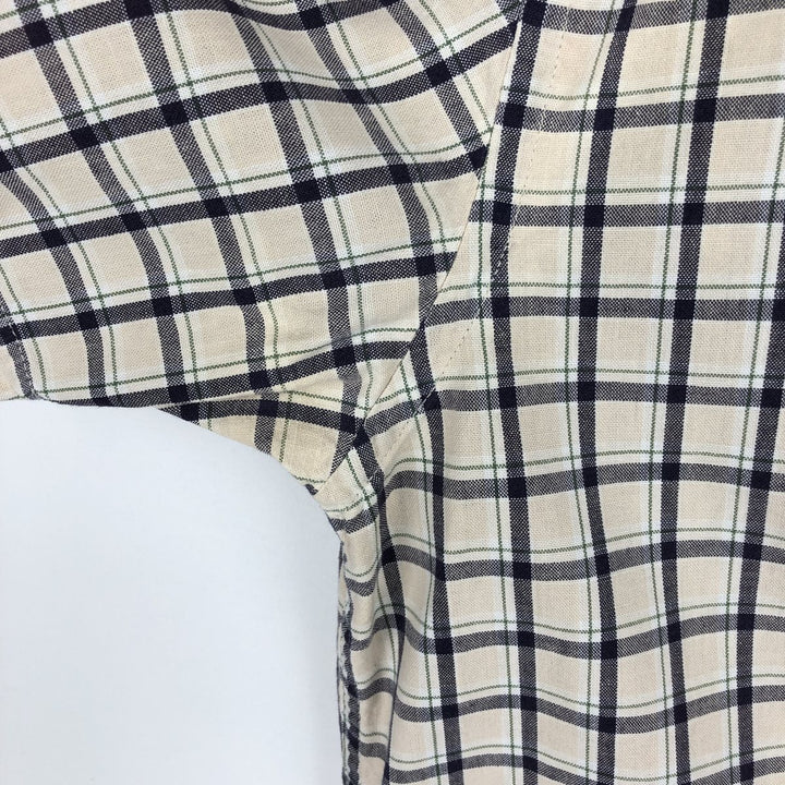 90s-00'S Eddie Bauer short-sleeved button-down check shirt, men's size M (approx.) cotton unbleached Vintage Second Hand
