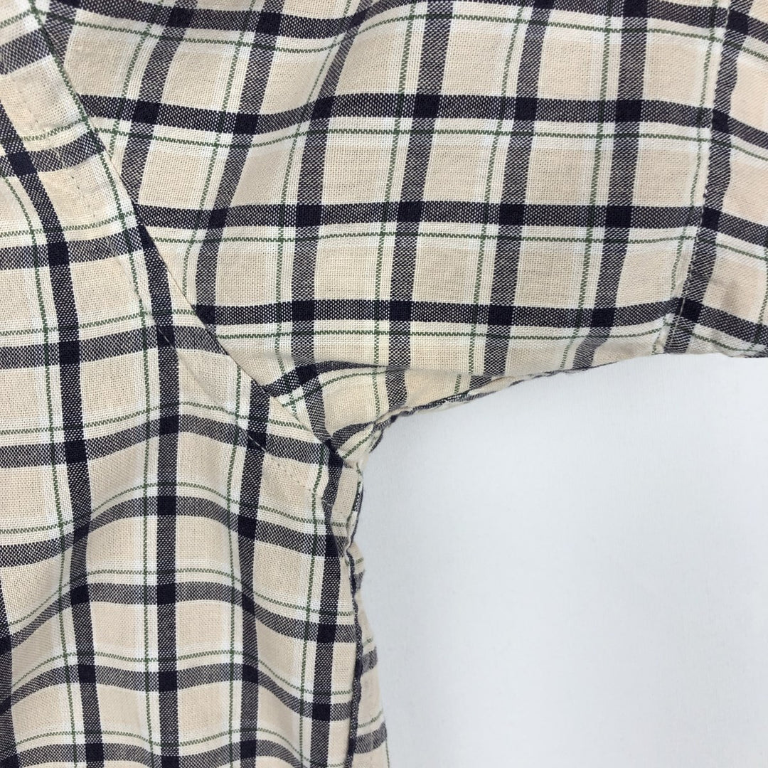90s-00'S Eddie Bauer short-sleeved button-down check shirt, men's size M (approx.) cotton unbleached Vintage Second Hand