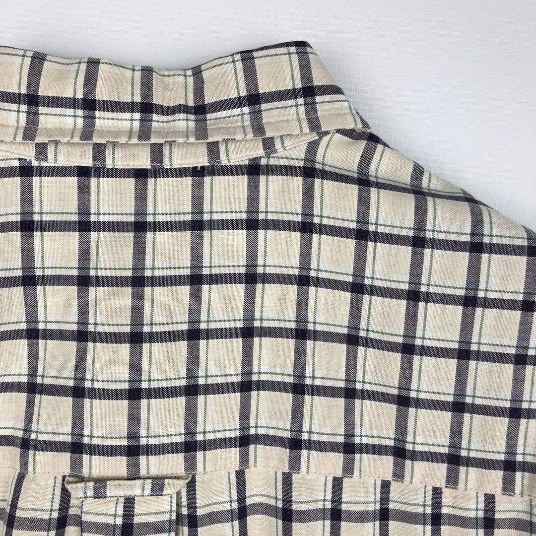 90s-00'S Eddie Bauer short-sleeved button-down check shirt, men's size M (approx.) cotton unbleached Vintage Second Hand