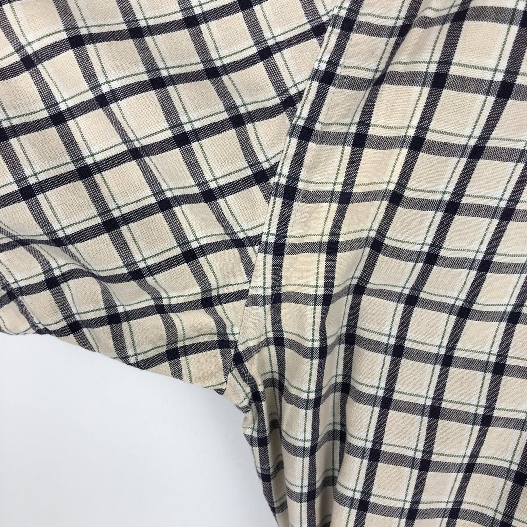 90s-00'S Eddie Bauer short-sleeved button-down check shirt, men's size M (approx.) cotton unbleached Vintage Second Hand
