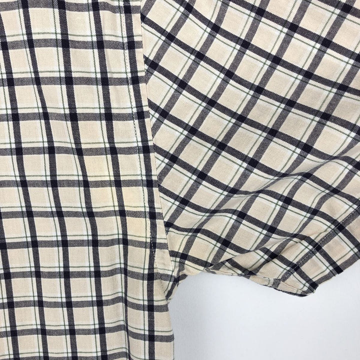 90s-00'S Eddie Bauer short-sleeved button-down check shirt, men's size M (approx.) cotton unbleached Vintage Second Hand