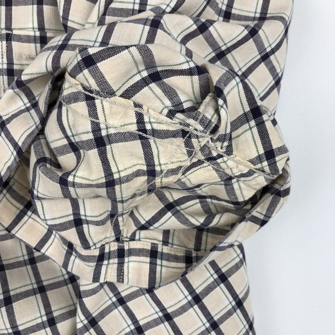 90s-00'S Eddie Bauer short-sleeved button-down check shirt, men's size M (approx.) cotton unbleached Vintage Second Hand