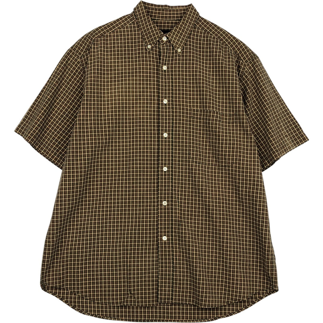 2000'S Eddie Bauer Short-Sleeve Button-Down Check Shirt, Men's Size L (approx.) cotton brown type Vintage Second Hand