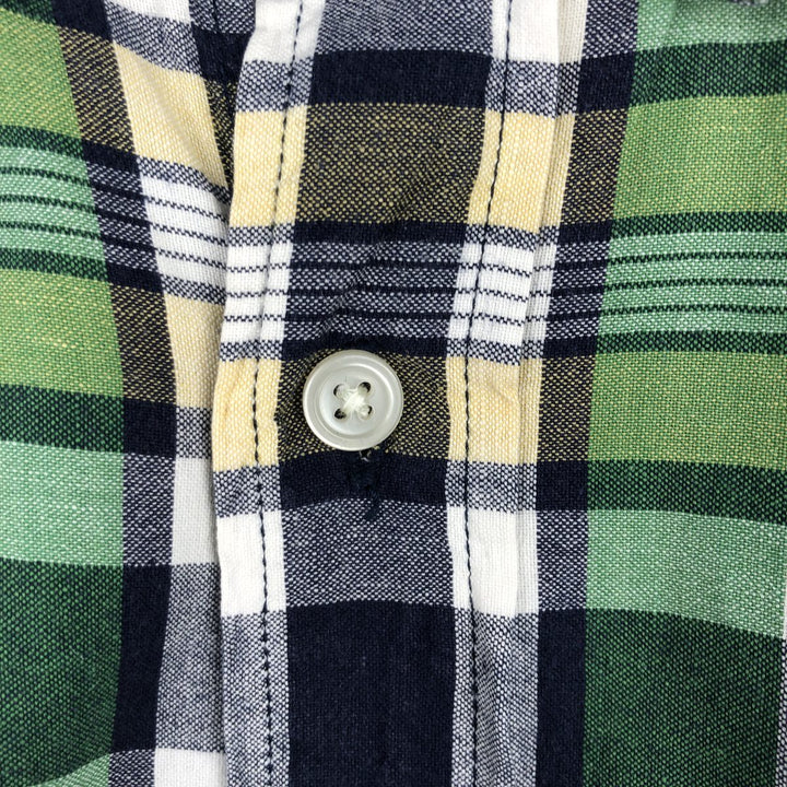 1990'S Eddie Bauer Short-Sleeve Button-Down Check Shirt, Men's Size L (approx.), Vintage cotton green type Vintage Second Hand