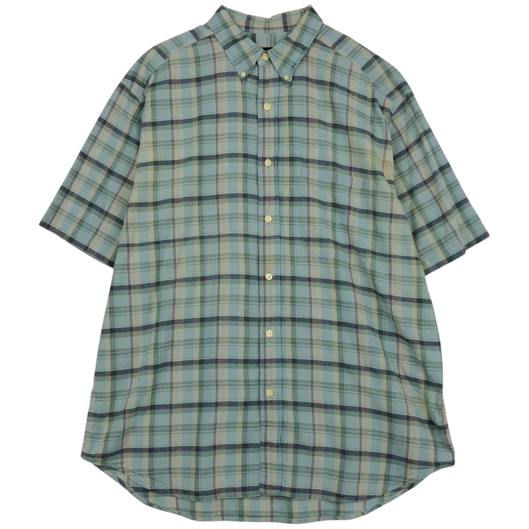 2000'S Eddie Bauer Short-Sleeve Button-Down Check Shirt, Men's Size L (approx.) cotton Blue type light blue Vintage Second Hand