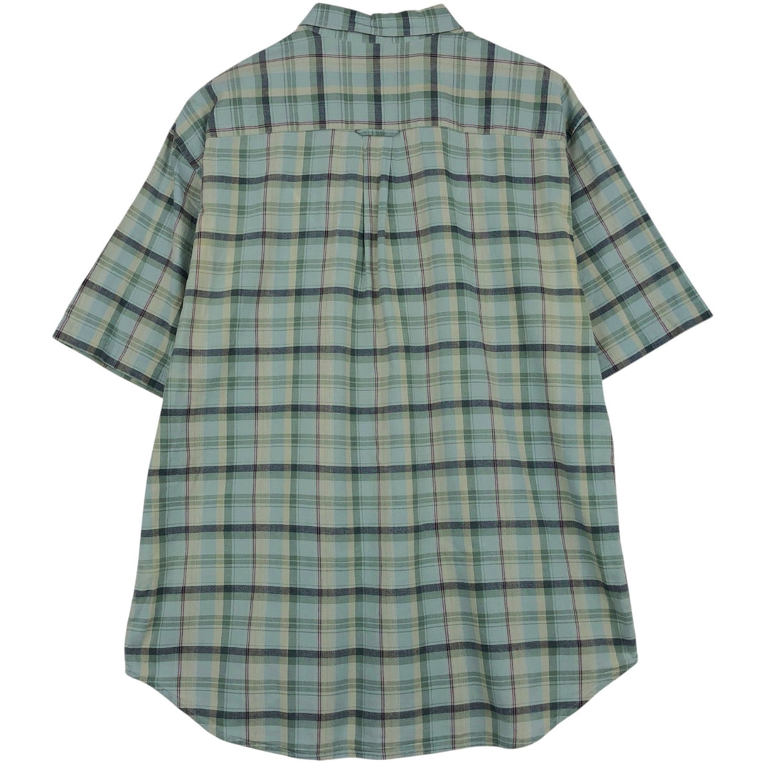 2000'S Eddie Bauer Short-Sleeve Button-Down Check Shirt, Men's Size L (approx.) cotton Blue type light blue Vintage Second Hand