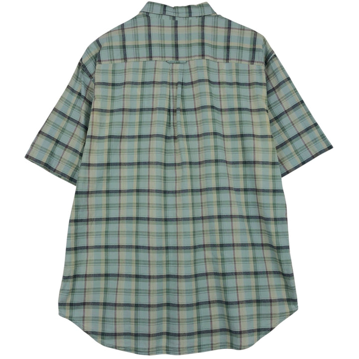 2000'S Eddie Bauer Short-Sleeve Button-Down Check Shirt, Men's Size L (approx.) cotton Blue type light blue Vintage Second Hand
