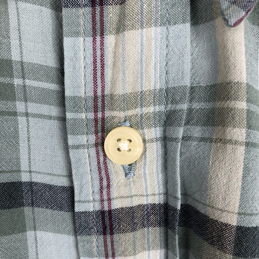 2000'S Eddie Bauer Short-Sleeve Button-Down Check Shirt, Men's Size L (approx.) cotton Blue type light blue Vintage Second Hand