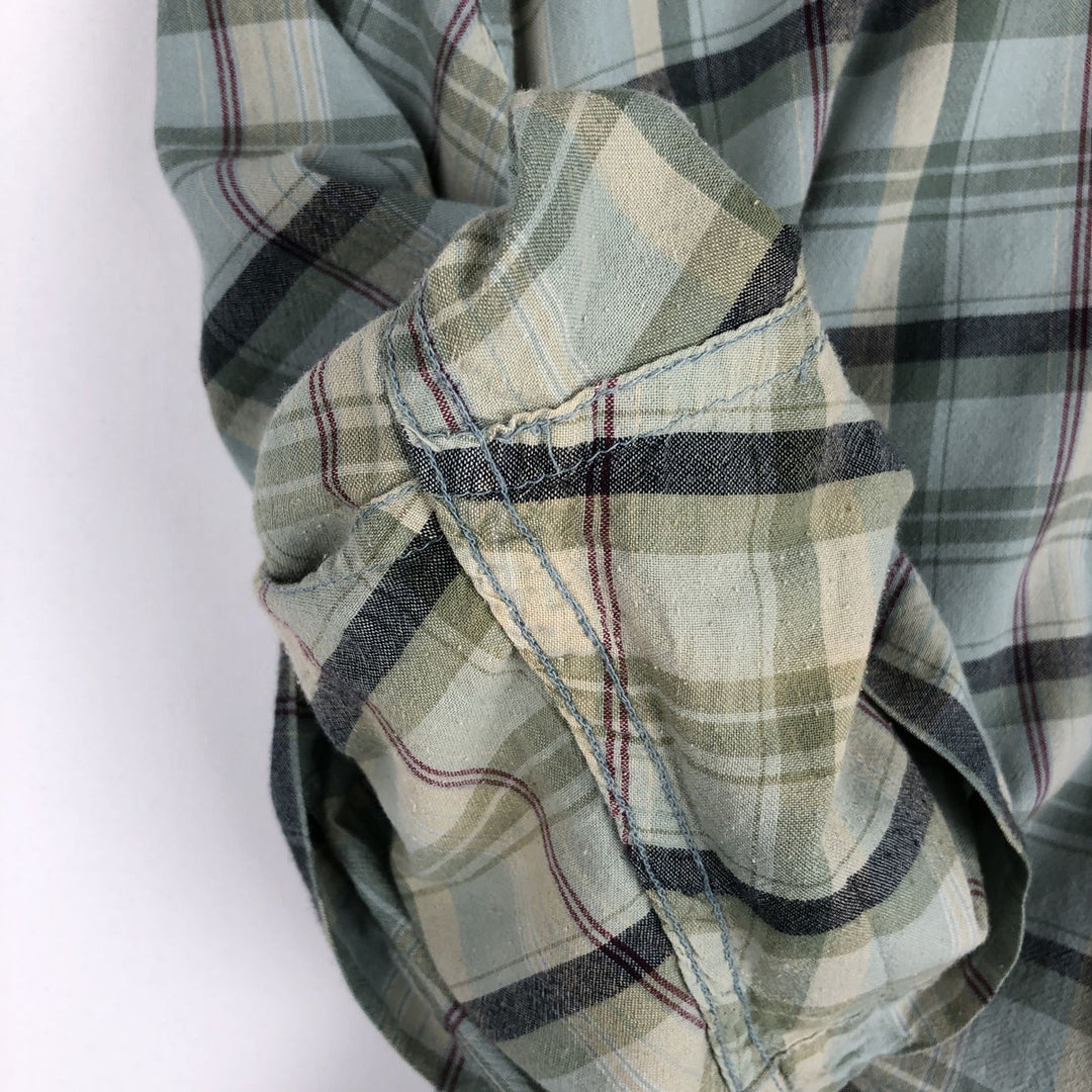 2000'S Eddie Bauer Short-Sleeve Button-Down Check Shirt, Men's Size L (approx.) cotton Blue type light blue Vintage Second Hand